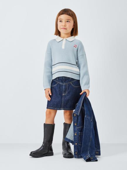 John Lewis Kids' Ribbed Cherry Polo Shirt, Multi - view 2, Multi