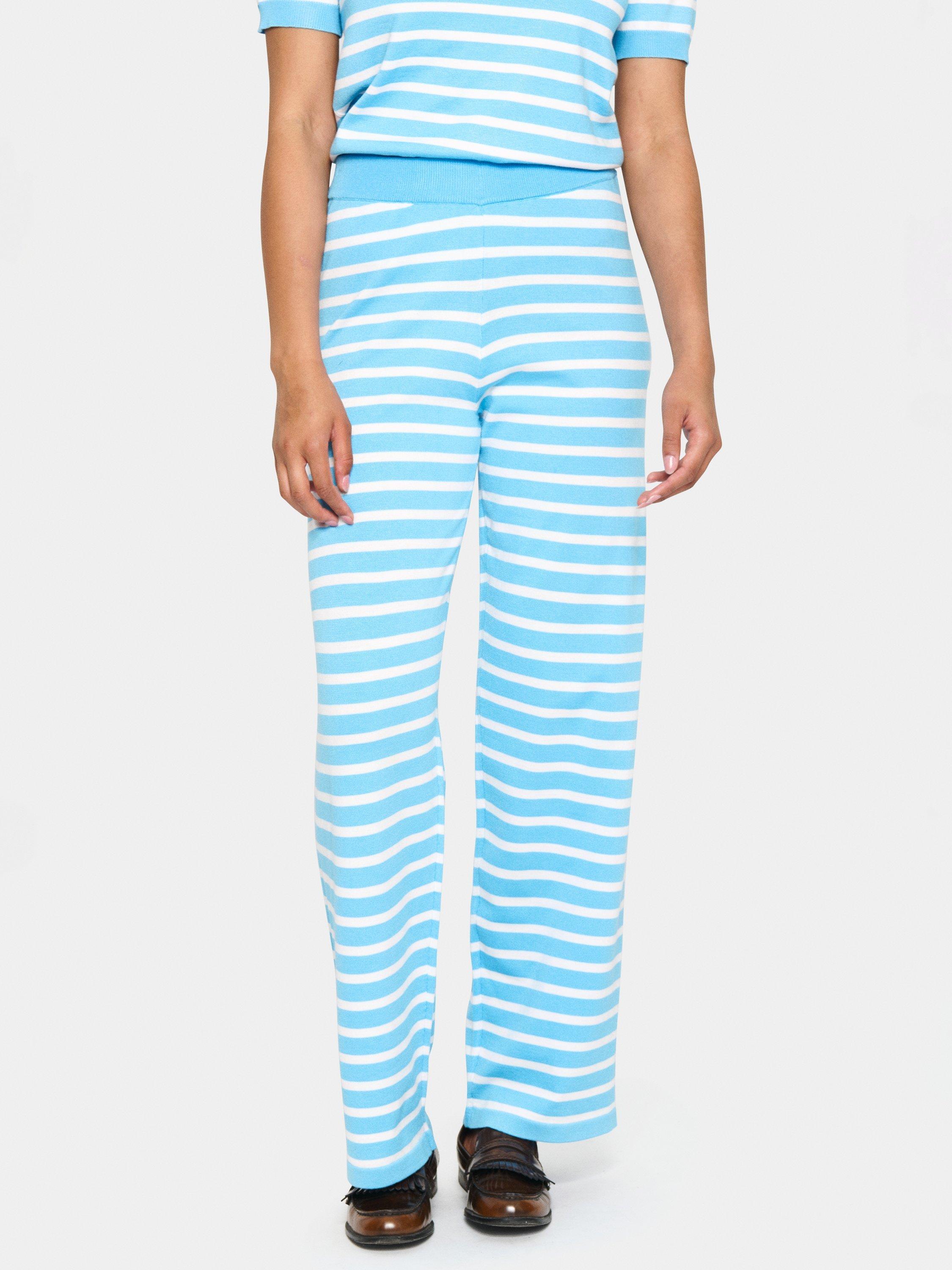Product image 1 of 6, which shows Saint Tropez Mila Stripe Trousers, Ethereal Blue Ice, S
