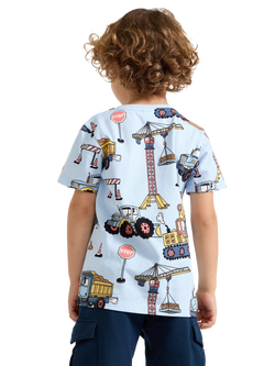 Lindex Kids' Cotton Construction Print T-Shirt, Light Blue - view 2, Light Blue