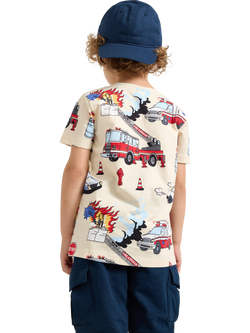 Lindex Kids' Cotton Construction Print T-Shirt, Light Beige - view 2, Light Beige