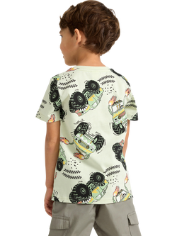Lindex Kids' Cotton Truck Print T-Shirt, Light Dusty Green - view 2, Light Dusty Green