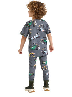 Lindex Kids' Race Car Print Leggings, Dark Grey - view 2, Dark Grey