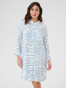 KAFFE Hildur Animal Print Shirt Dress, Chambray/Chalk, Chambray/Chalk