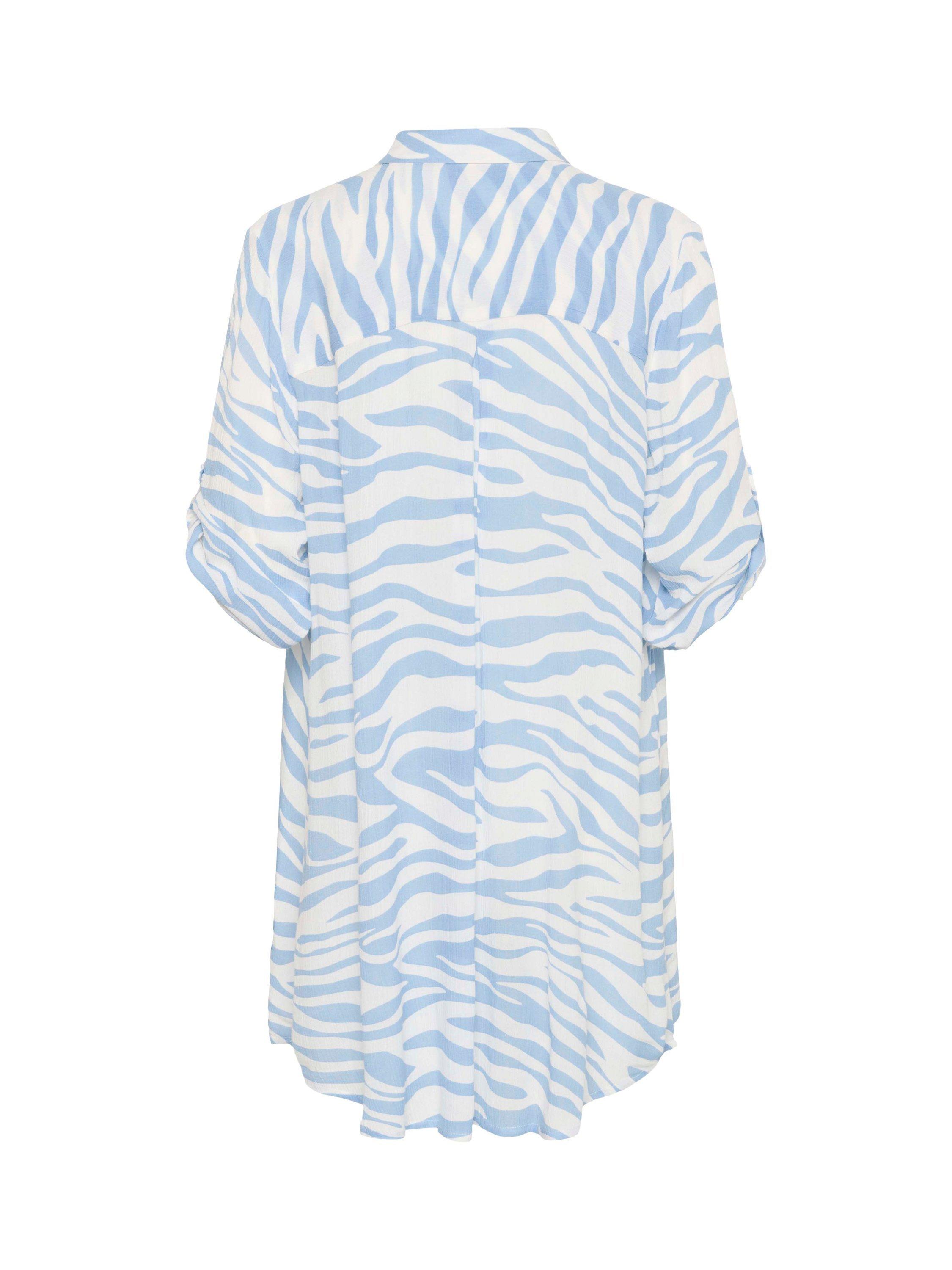 Product image 5 of 6, which shows KAFFE Hildur Animal Print Shirt Dress, Chambray/Chalk, 8