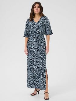 KAFFE Ivanna Animal Print Dress, Blue/Black, Blue/Black