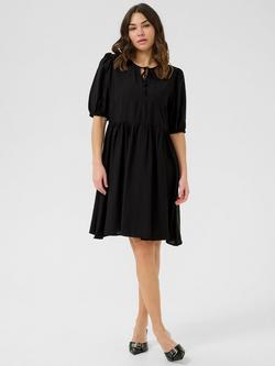 KAFFE Mariana Tie Neck Dress, Black Deep - view 2, Black Deep