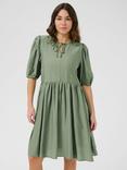 KAFFE Mariana Tie Neck Dress, Oil Green