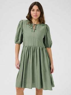 KAFFE Mariana Tie Neck Dress, Oil Green, Oil Green
