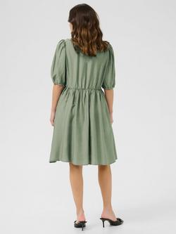 KAFFE Mariana Tie Neck Dress, Oil Green - view 2, Oil Green