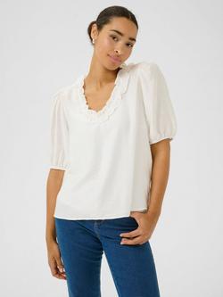 KAFFE Mariana Frill Top, Chalk