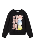 NAME IT Kids' Cotton Squish Mallows Crew Neck Sweatshirt, Black