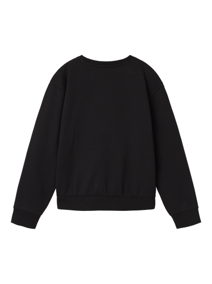 NAME IT Kids' Cotton Squish Mallows Crew Neck Sweatshirt, Black - view 2, Black
