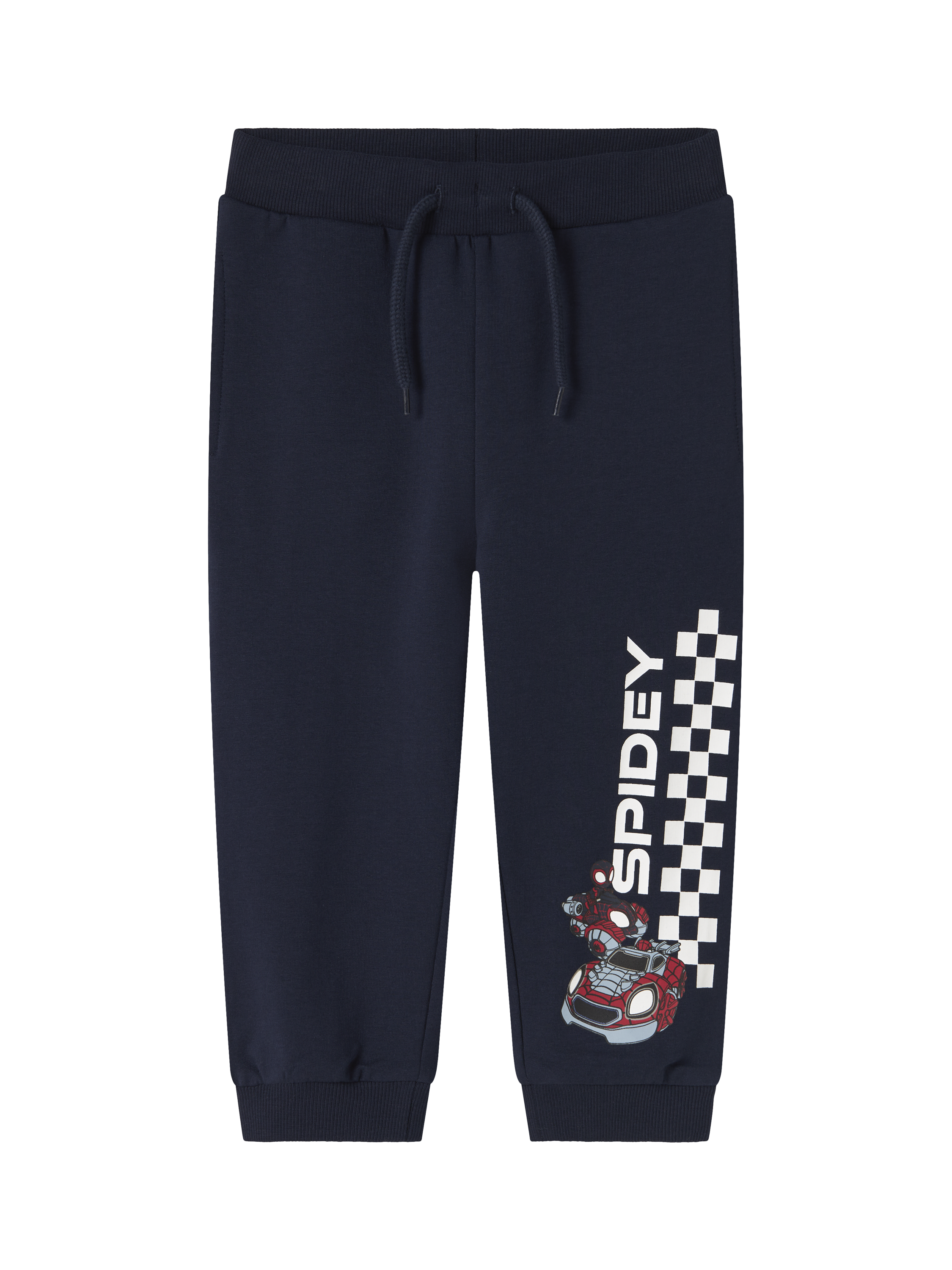 Product image 1 of 4, which shows NAME IT Kids' Cotton Spiderman Jogging Bottoms, Navy Blazer, 18-24 months