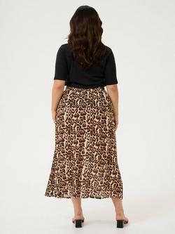 KAFFE Curve Edina Ami Leopard Print Skirt, Beige/Multi - view 2, Beige/Multi