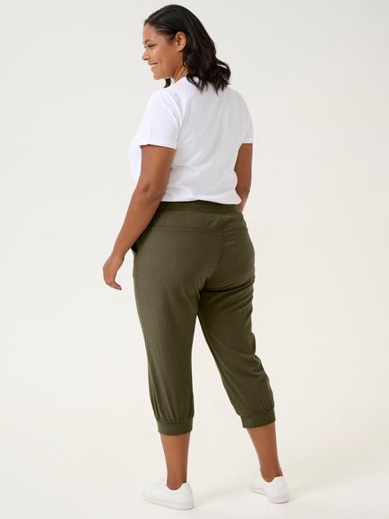 KAFFE Curve Nana Capri Trousers - view 2, Grape Leaf