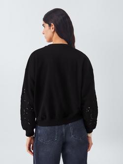 AND/OR Cutwork Beaded Sweatshirt, Black - view 2, Black