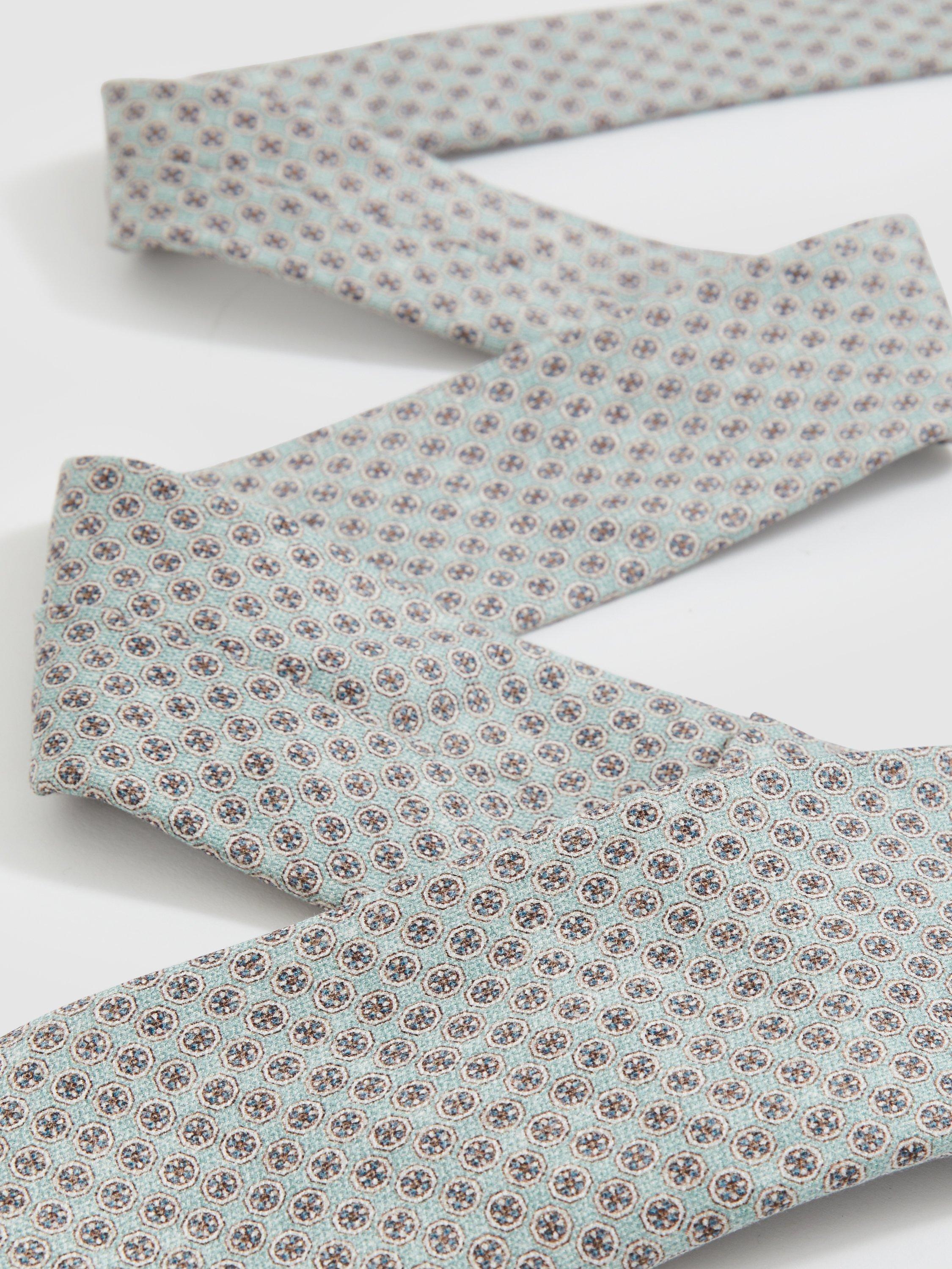 Product image 3 of 4, which shows Reiss Santo Silk Geometric Tie, Soft Sage