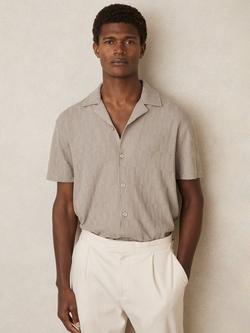 Reiss Ackling Textured Short Sleeve Shirt, Mink Brown