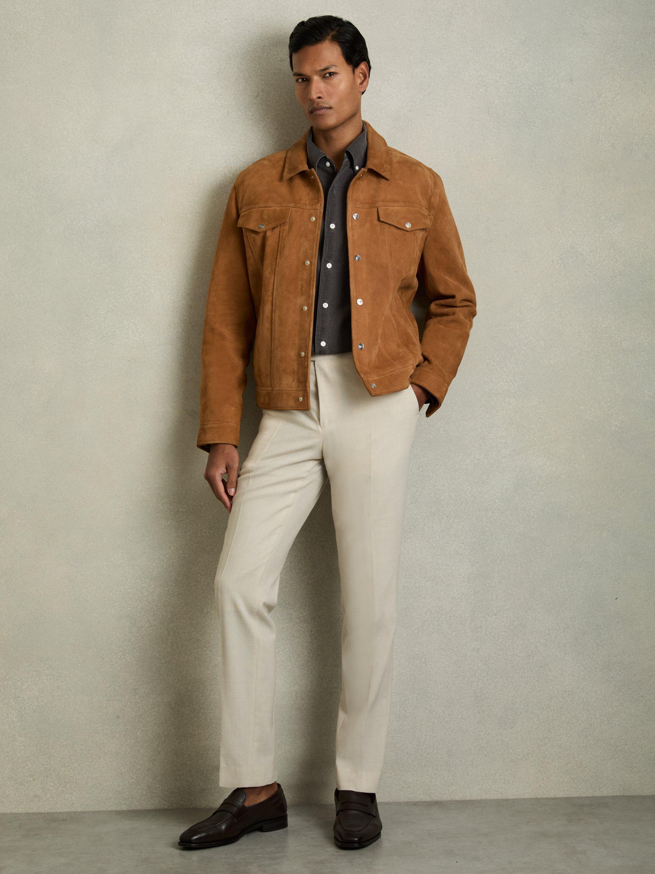 Product image 2 of 5, which shows Reiss Kittle Denim Piqué Button-Through Shirt, Washed Black, XS