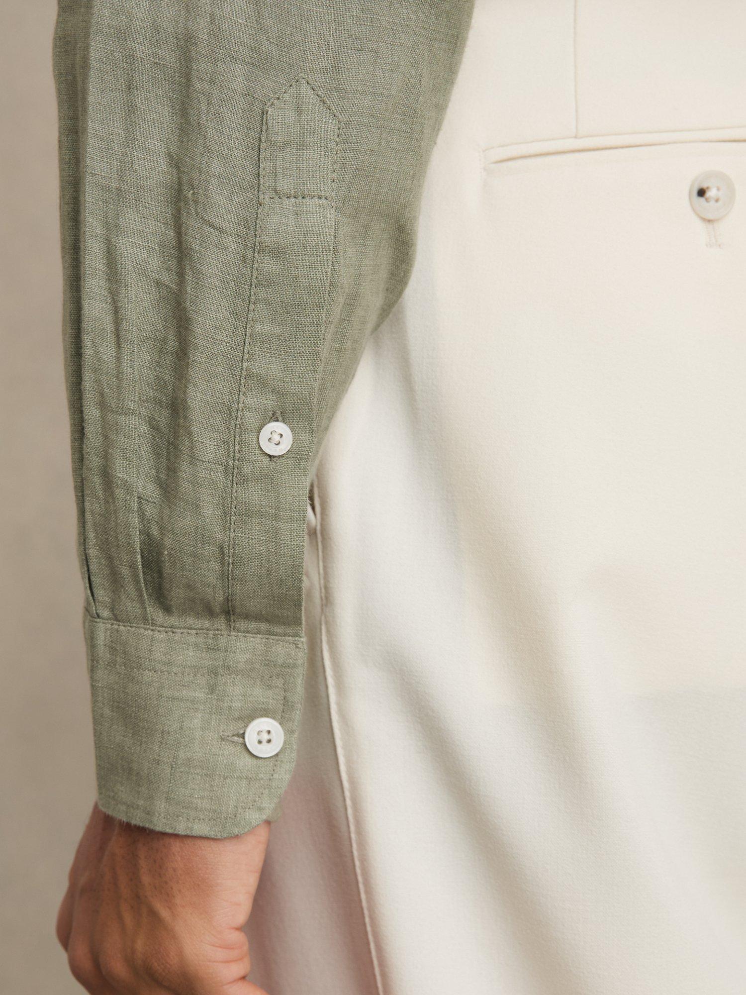 Product image 5 of 5, which shows Reiss Ruban Linen Button-Through Shirt, Green, XS