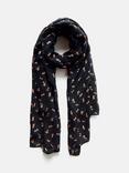 Mint Velvet Strawberry Print Scarf, Black