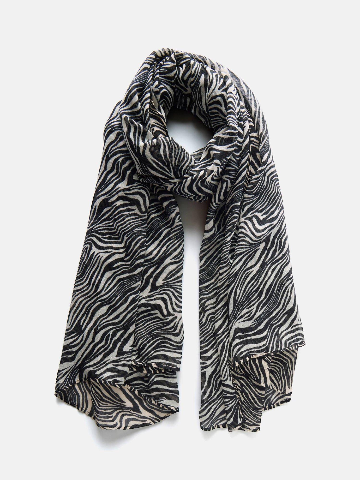 Mint Velvet Zebra Print Scarf, Cream/Multi