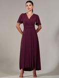 Jolie Moi Short Sleeve Jersey Maxi Dress, Red Burgundy
