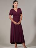 Jolie Moi Short Sleeve Jersey Maxi Dress, Red Burgundy