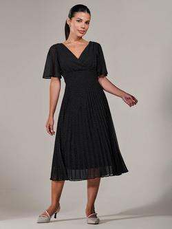 Jolie Moi Petite Chiffon Pleated Midaxi Dress, Black, Black