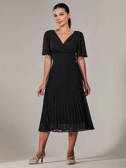 Jolie Moi Petite Chiffon Pleated Midaxi Dress, Black - view 2, Black