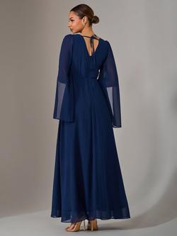 Jolie Moi Chiffon Cap Sleeve Maxi Dress, Navy - view 2, Navy