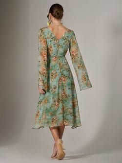 Jolie Moi Chiffon Split Sleeve Midaxi Dress, Green - view 2, Green