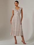 Jolie Moi Frill V-Neck Midaxi Dress, Pink/Multi