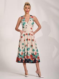 Jolie Moi Floral Jersey Sleeveless Midi Dress, White/Multi, White/Multi