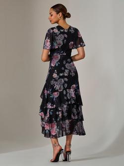 Jolie Moi Mesh Print Frill Hem Midaxi Dress, Black - view 2, Black