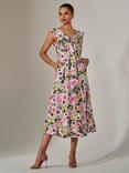 Jolie Moi V-Neck Frill Midaxi Dress, Multi
