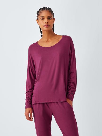 John Lewis Zara Long Sleeve Jersey Pyjama Set, Raspberry Coulis
