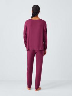 John Lewis Zara Long Sleeve Jersey Pyjama Set - view 2, Raspberry Coulis