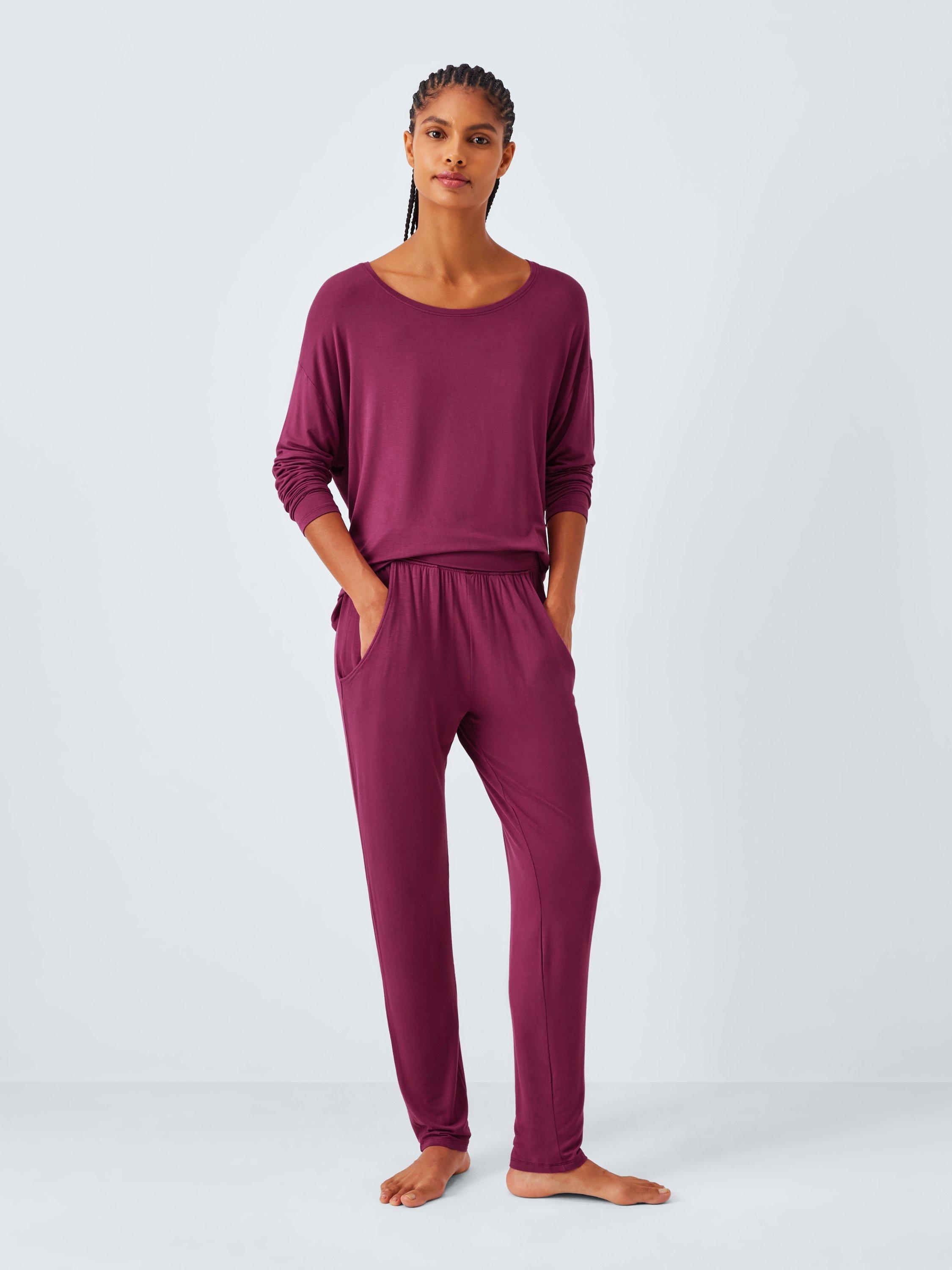 Product image 3 of 6, which shows John Lewis Zara Long Sleeve Jersey Pyjama Set, Raspberry Coulis, 8