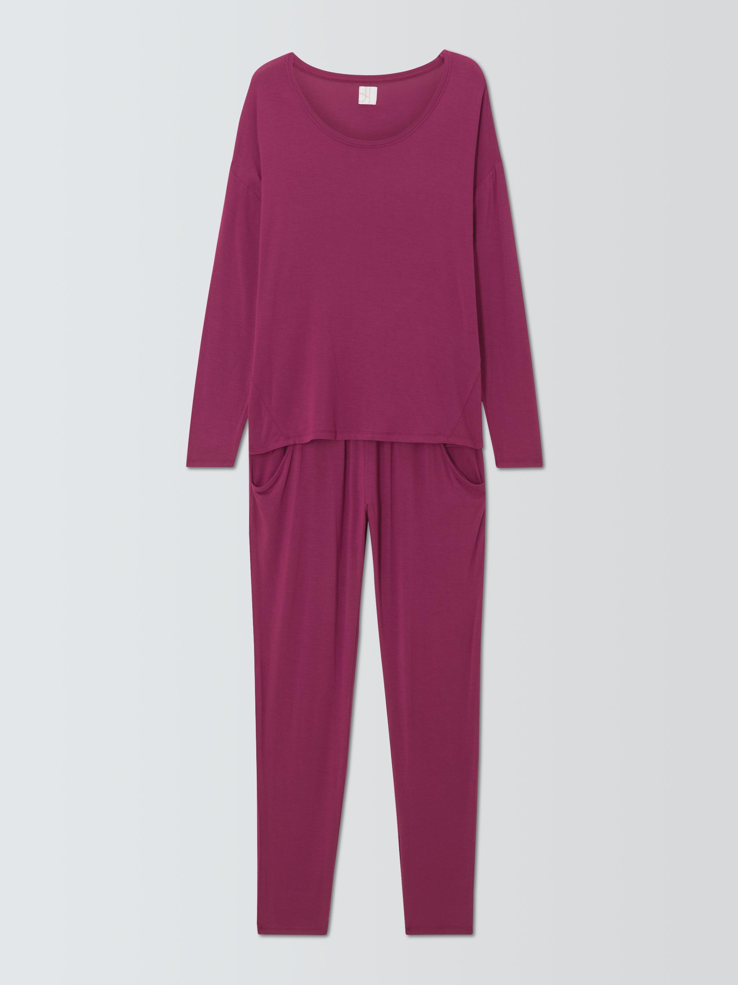 Product image 4 of 6, which shows John Lewis Zara Long Sleeve Jersey Pyjama Set, Raspberry Coulis, 8