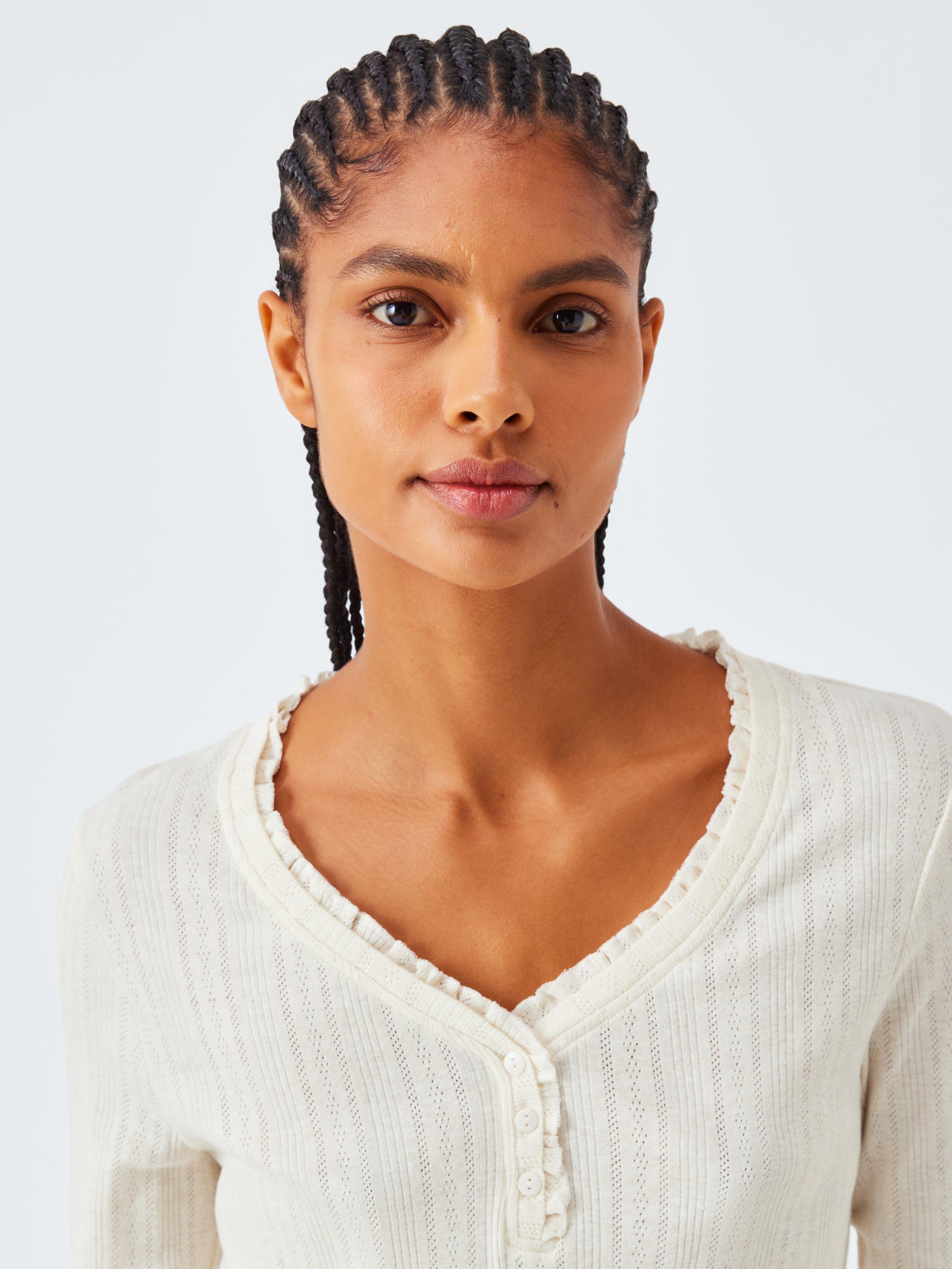 Product image 5 of 6, which shows John Lewis Pointelle Knit Pyjama Top, Ivory, 8