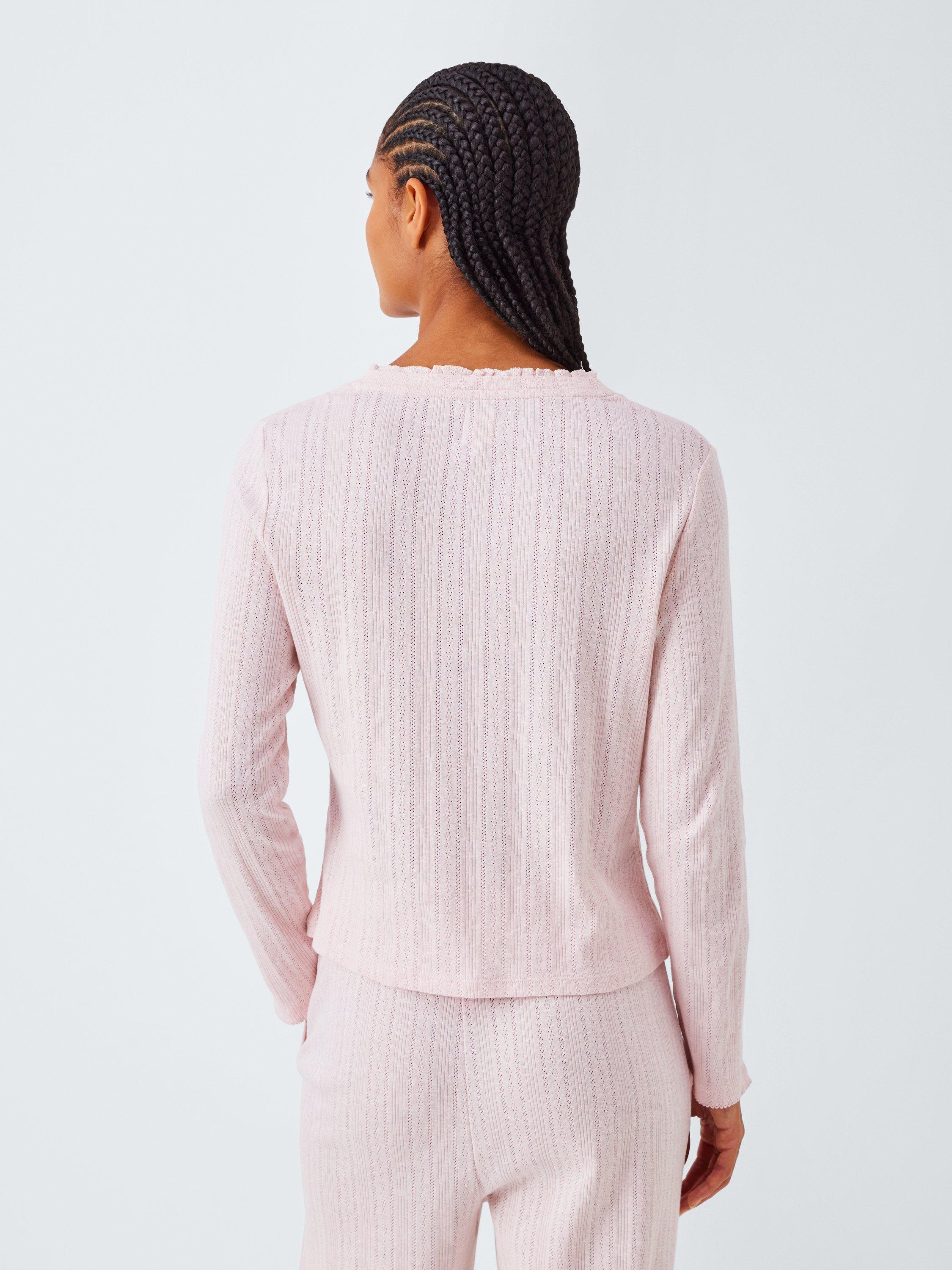 Product image 2 of 6, which shows John Lewis Pointelle Knit Pyjama Top, Delicacy Pink, 8