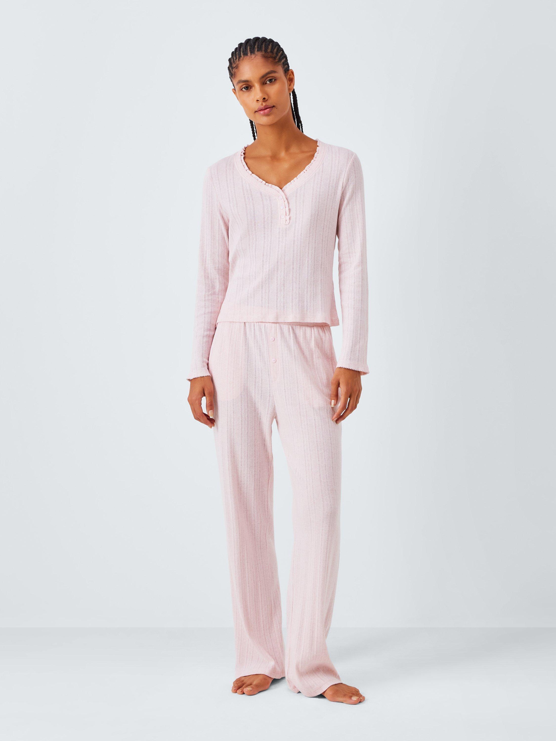 Product image 3 of 6, which shows John Lewis Pointelle Knit Pyjama Top, Delicacy Pink, 8