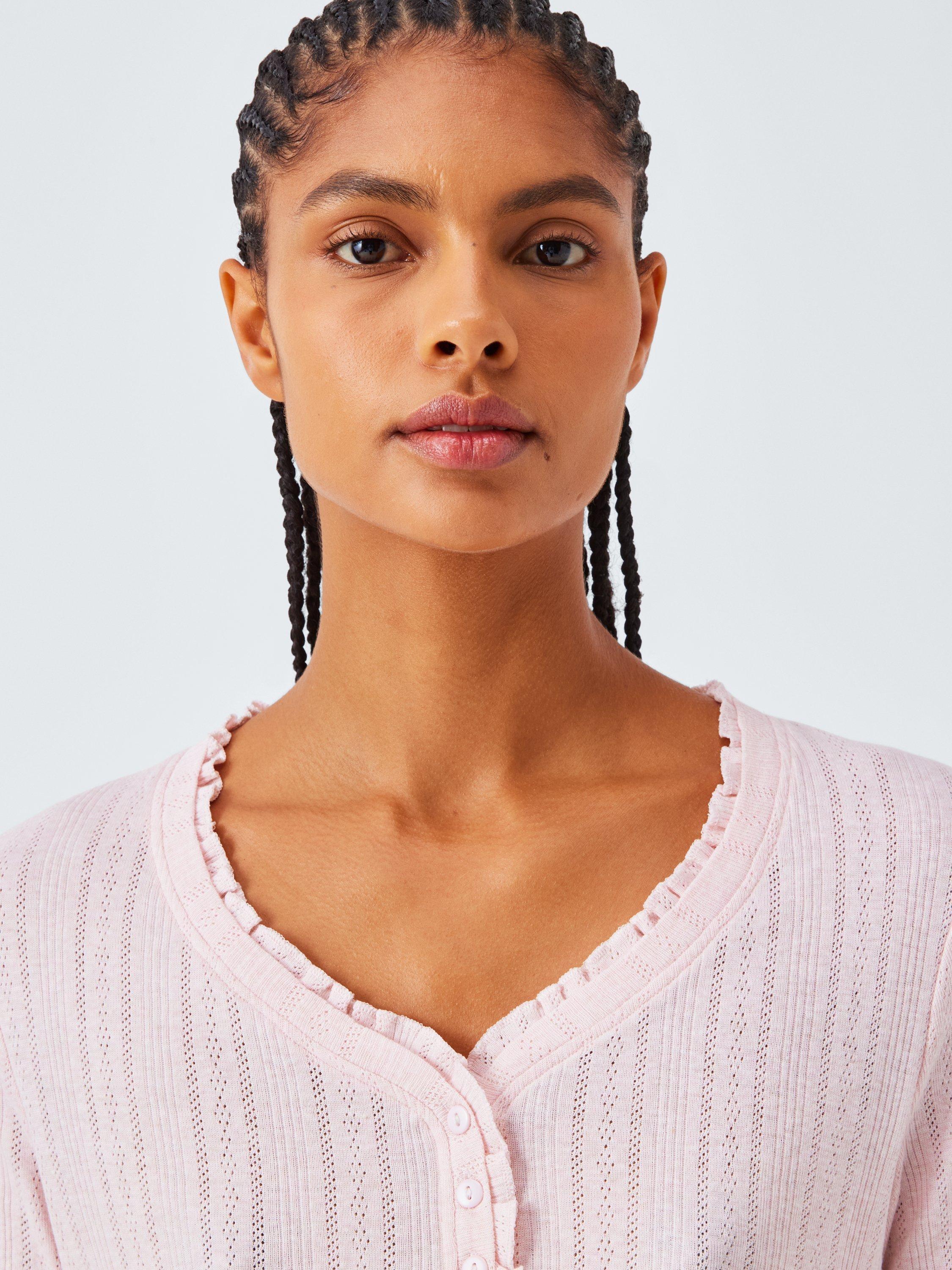 Product image 5 of 6, which shows John Lewis Pointelle Knit Pyjama Top, Delicacy Pink, 8