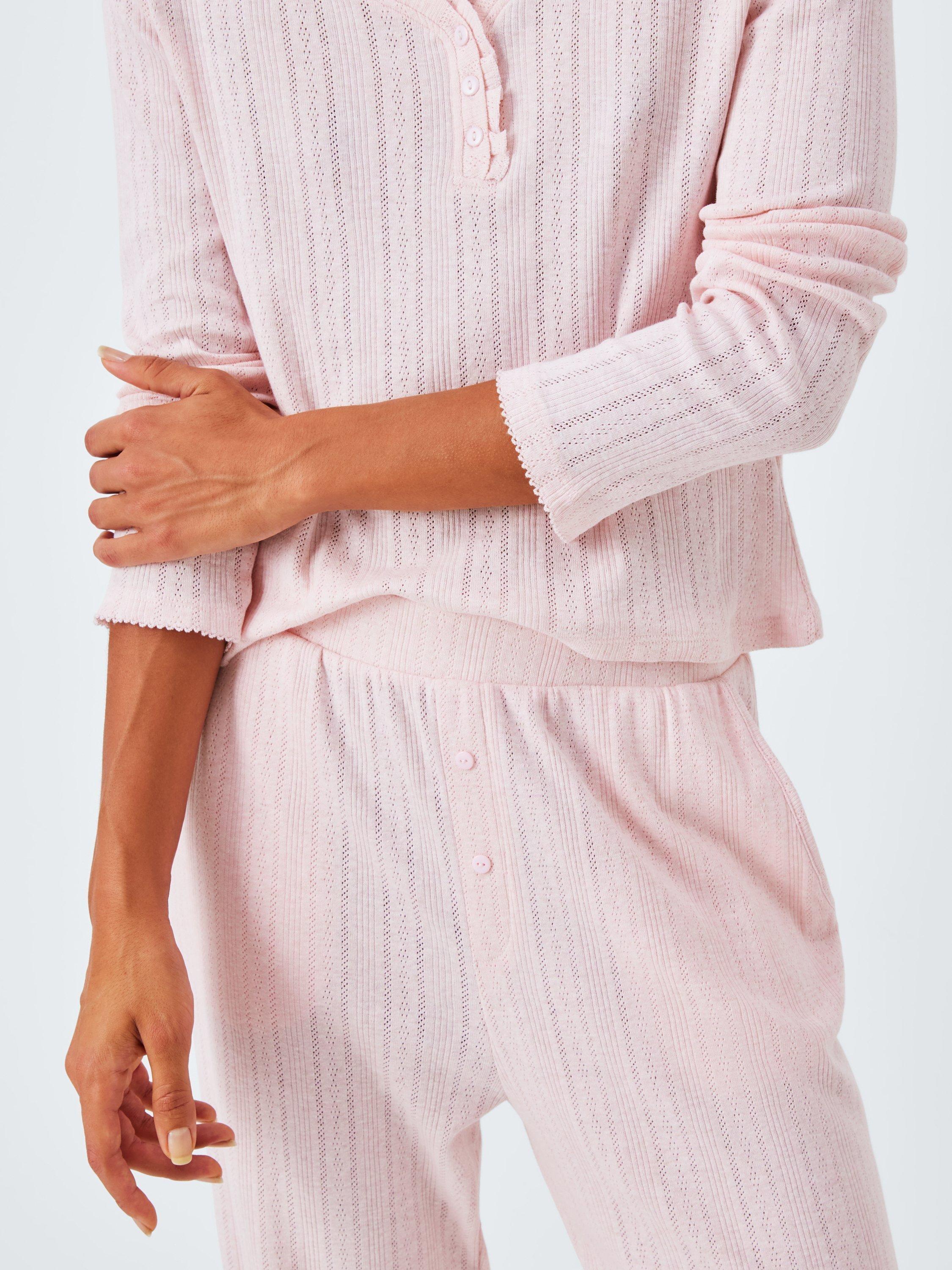 Product image 6 of 6, which shows John Lewis Pointelle Knit Pyjama Top, Delicacy Pink, 8