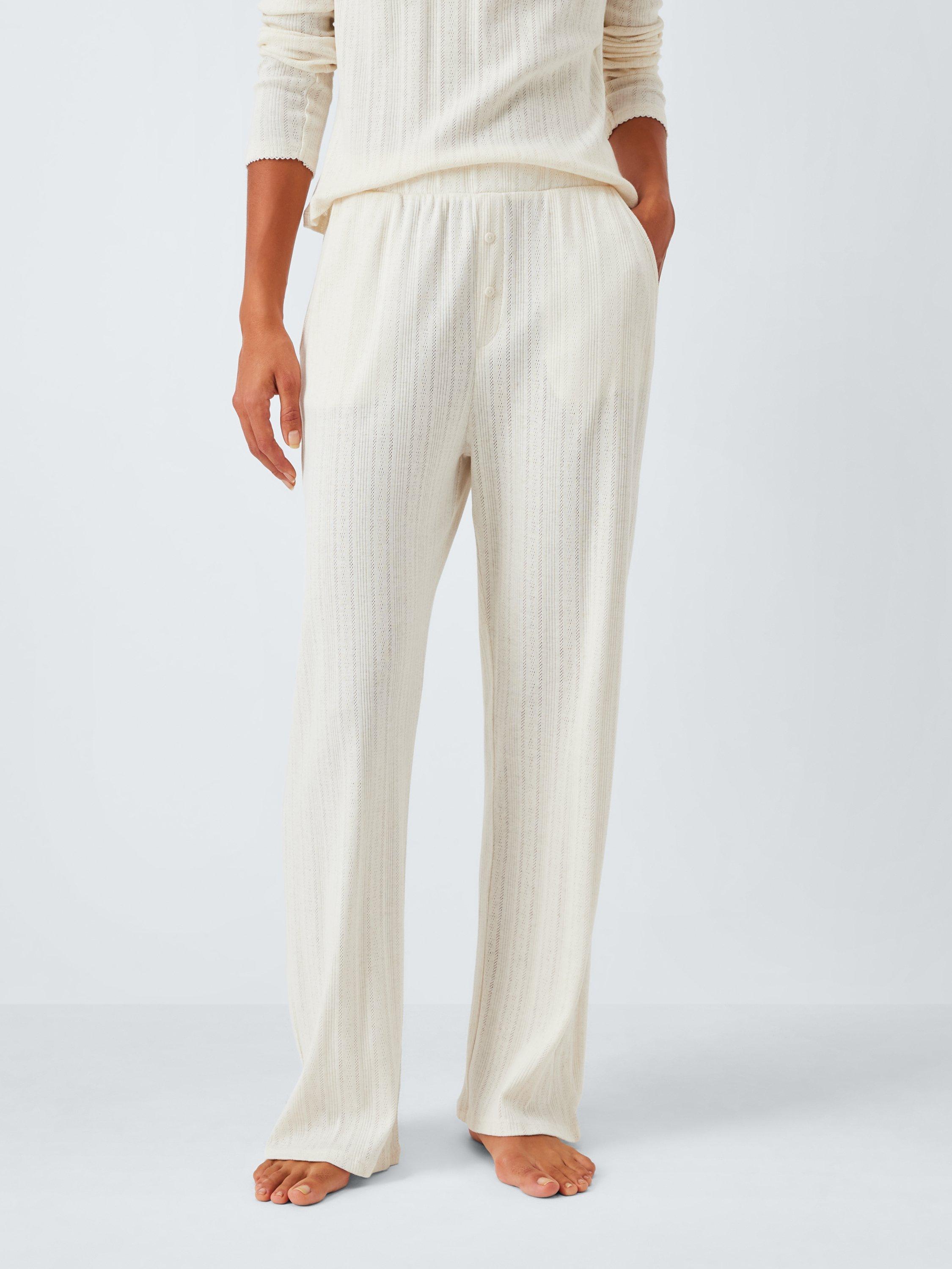 Product image 1 of 6, which shows John Lewis Pointelle Knit Pyjama Bottoms, Ivory, 8