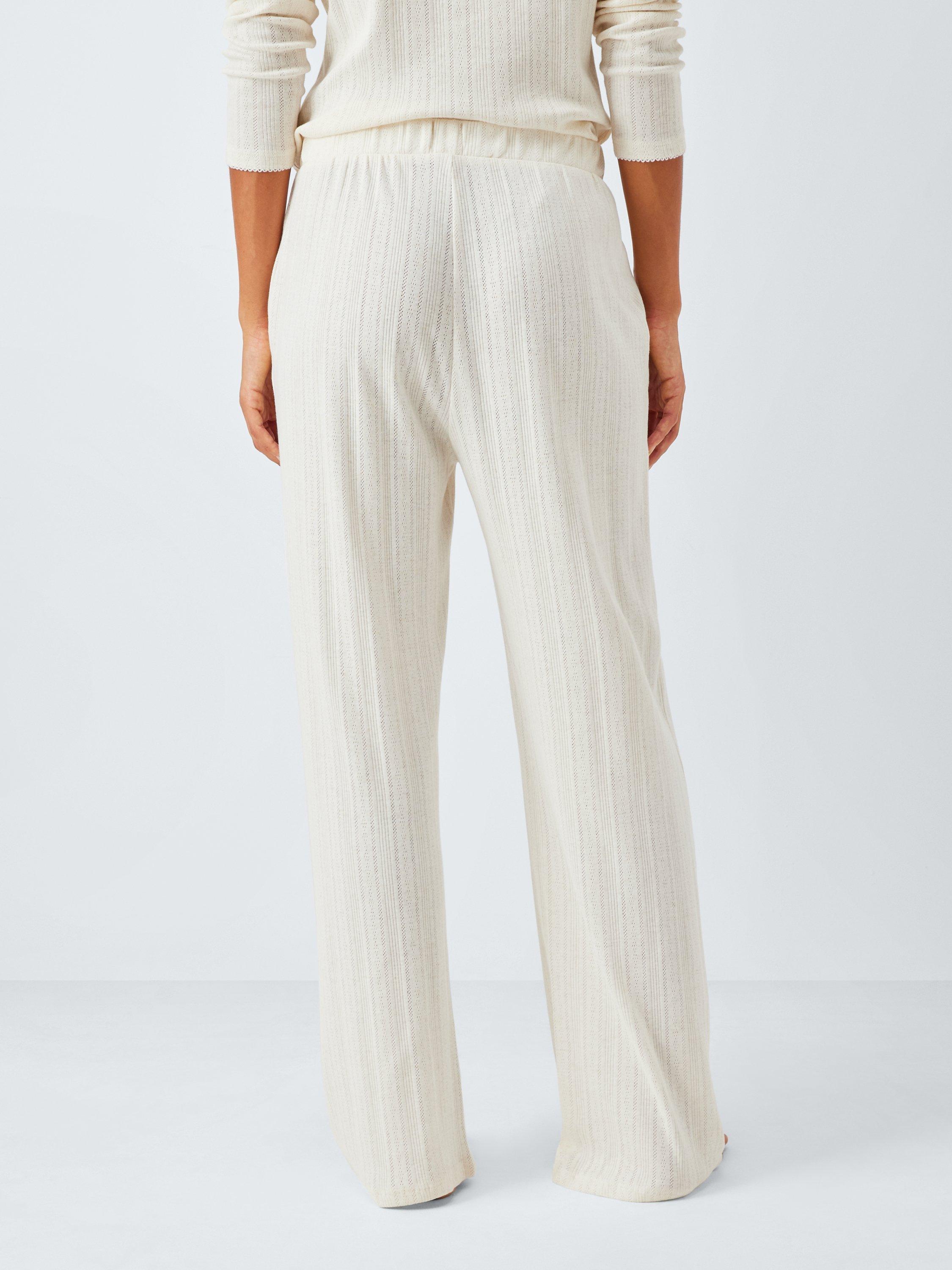 Product image 2 of 6, which shows John Lewis Pointelle Knit Pyjama Bottoms, Ivory, 8
