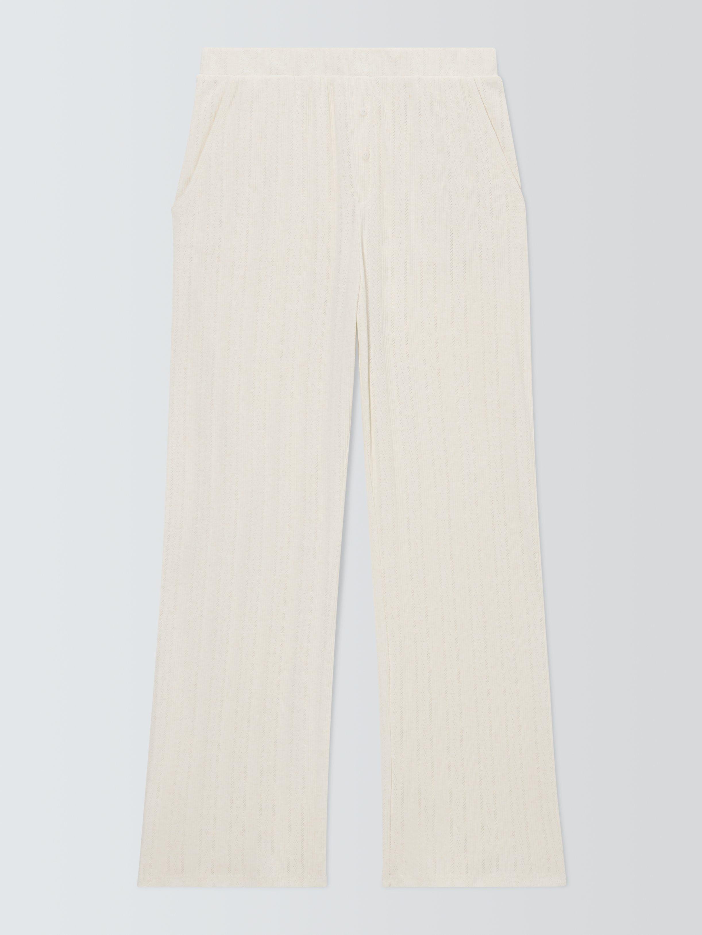 Product image 4 of 6, which shows John Lewis Pointelle Knit Pyjama Bottoms, Ivory, 8