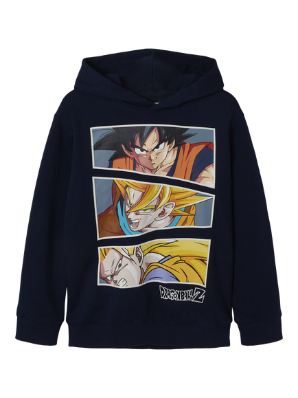 NAME IT Kids' Cotton Blend Dragon Ball Z Hooded Sweatshirt, Navy Blazer - view 2, Navy Blazer