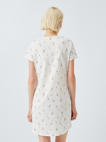 John Lewis Sprig Notch Neck Nightdress, Ivory - view 2, Ivory